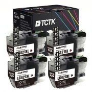 TCTK Inkoustové náplně LC-421XL sada 4 ks černá kompatibilní s Brother DCP-J 1050 DW, pro DCP-J 1140 DW, pro DCP-J 1800 DW, pro MFC-J 1010 DW, nahrazuje LC421XLBK