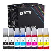 TCTK Lahvičky s inkoustem 104 Sada 8 ks 2x CMYK Kompatibilní s Epson EcoTank ET-1810 ET-2400 ET-2700 ET-2710 ET-2720 ET-2810 ET-2820 ET-2850 ET-3750 ET-4750 ET-4850, Nahrazuje C13T00P140