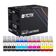 TCTK Inkoust 104 Sada 12 ks CMYK Kompatibilní s Epson EcoTank ET-1810 ET-2400 ET-2710 ET-2720 ET-2810 ET-2820 ET-2850 ET-3750 ET-3850 ET-4750 ET-4800 ET-4850, Nahrazuje C13T00P140
