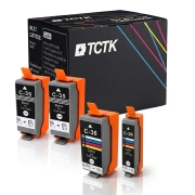 TCTK Inkoustové náplně C-35BK C-36C sada 2 ks černá azurová kompatibilní s Canon PIXMA iP100 iP100B iP110, PIXMA TR150 with battery