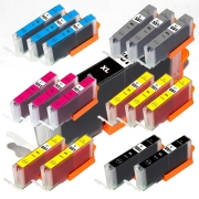 TCTK Inkoustové náplně CLI-551XL CLI-551XL CLI-551XL CLI-551XL CLI-551XL sada 15 ks vícebarevná (po 3 ks) kompatibilní s Canon PIXMA IP 7200 7240 7250 8700 8720 8750, PIXMA IX 6800, nahrazuje 6443B001