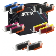 TCTK inkoustové kazety CLI-571XLBK CLI-571XLC CLI-571XLM CLI-571XLY CLI-571XLGY 10 ks CMYK kompatibilní s Canon PIXMA MG5700 MG5750 MG6850 MG7750 TS5050 TS6050 TS8050 TS9050, nahrazuje 0331C001