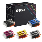 TCTK Inkoustové náplně CLI-571XLBK CLI-571XLC CLI-571XLM CLI-571XLY CLI-571XLGY sada 15 ks vícebarevná (po 3 ks) kompatibilní s Canon PIXMA MG 5700 5750 5751 5752 5753 6800 6850, nahrazuje 0331C001