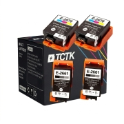 TCTK Inkoustové náplně 266 267 sada 4 ks 2x černá 2x Multi-Color kompatibilní s Epson WorkForce WF-100 W, WorkForce WF-110 W, nahrazuje C13T26614010