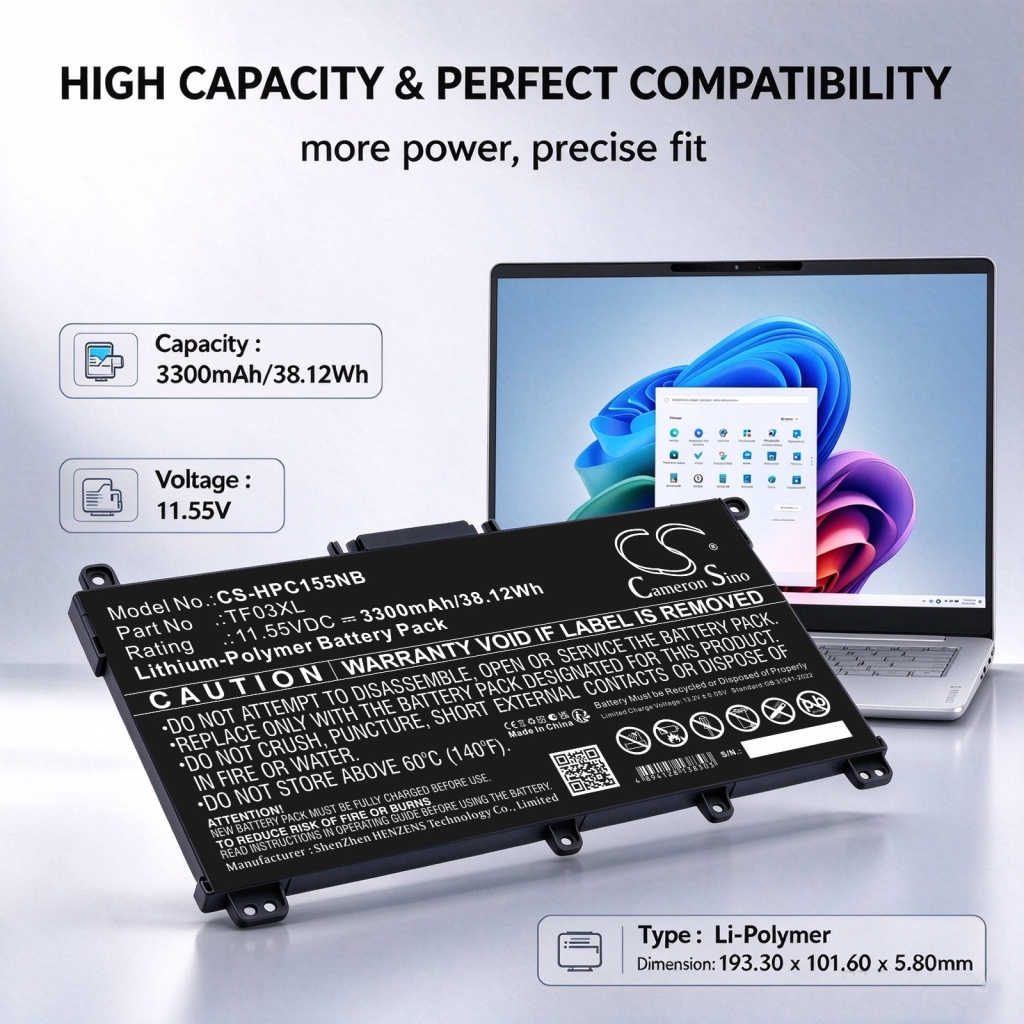 Baterie kompatibilní s HP Pavilion 14-BF 14-BF000NO 14-BF001TX CS-HPC155NB