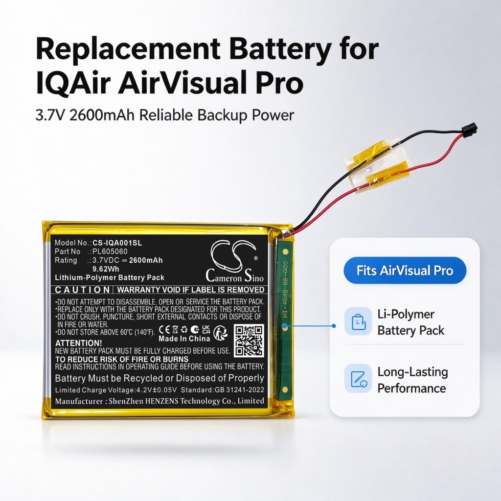 Baterie kompatibilní s IQAir AirVisual Pro Pro Wi-Fi CS-IQA001SL