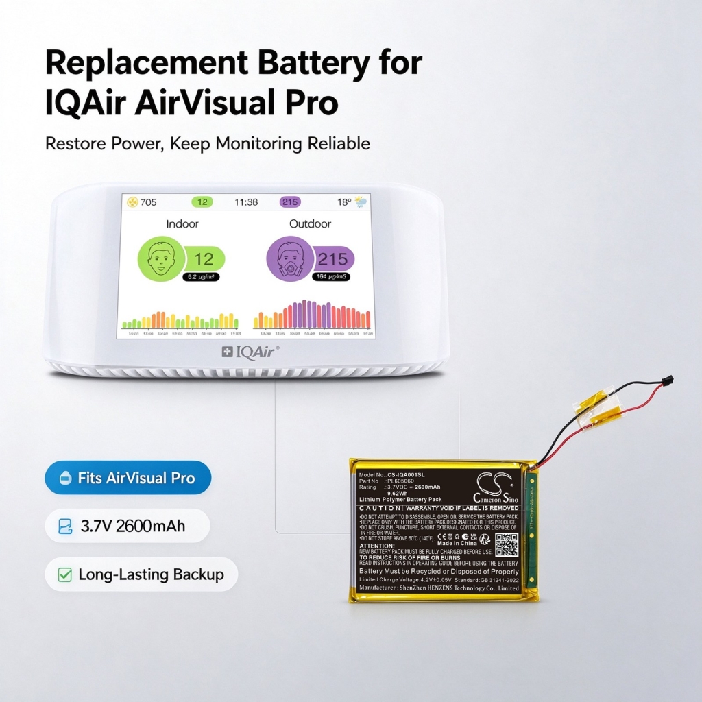 Baterie kompatibilní s IQAir AirVisual Pro Pro Wi-Fi CS-IQA001SL