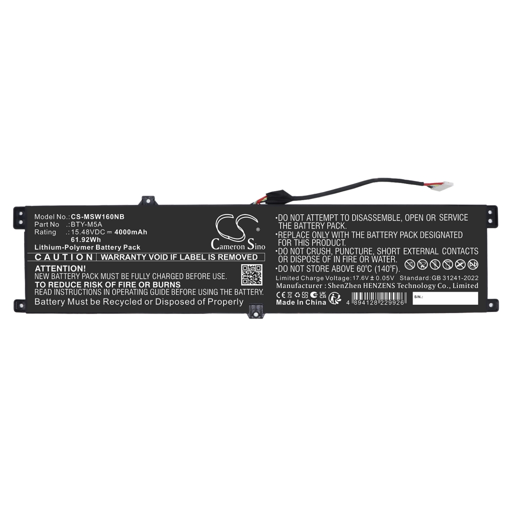 Baterie kompatibilní s MSI CS-MSW160NB