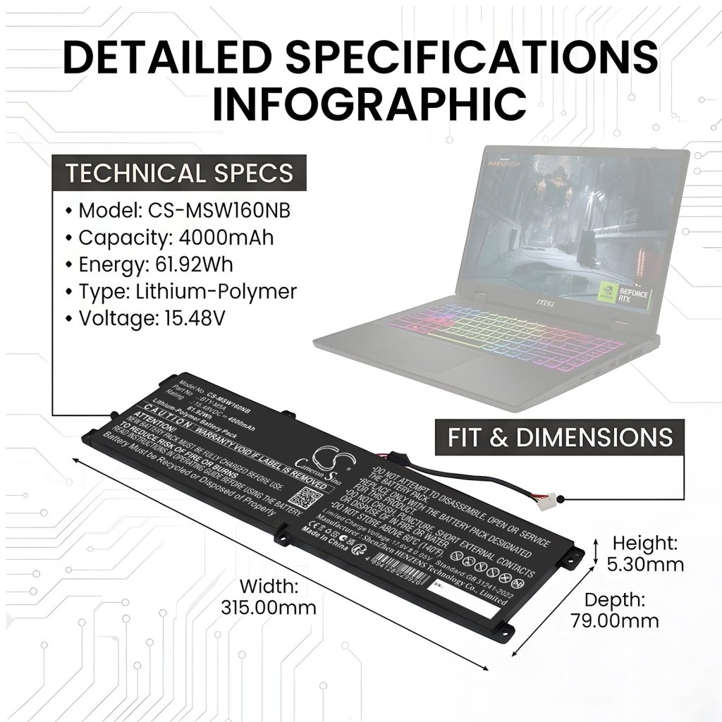 Baterie kompatibilní s MSI CS-MSW160NB