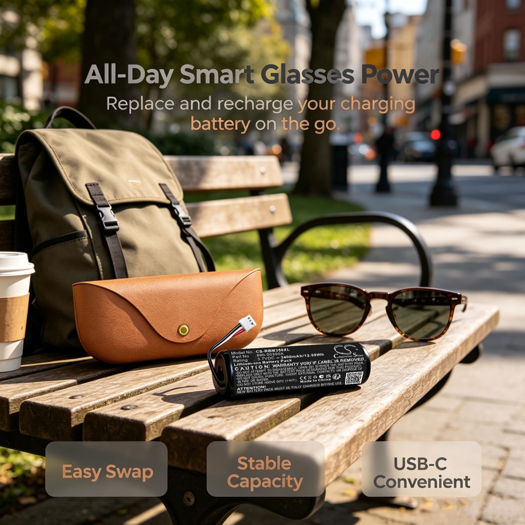 Baterie kompatibilní s Ray-ban Meta Wayfarer Charging Case CS-RBM350XL