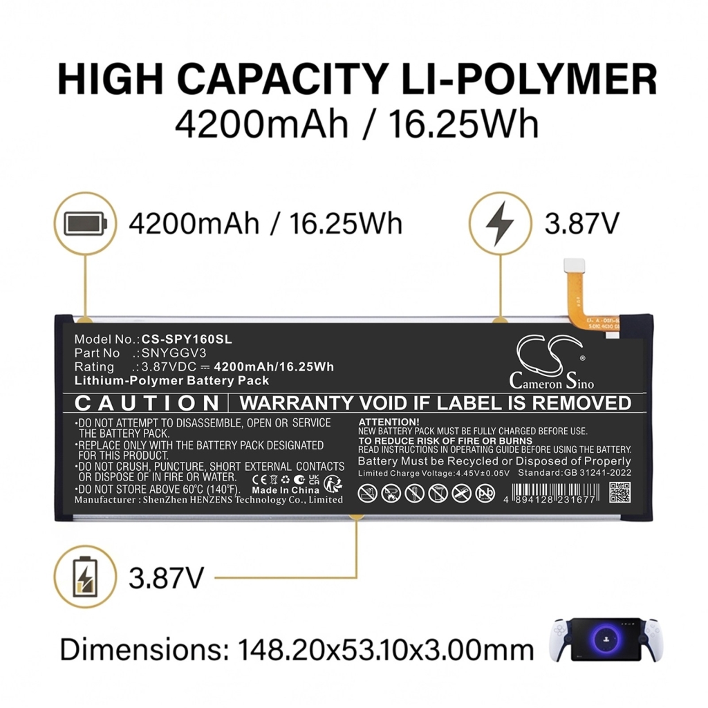 Baterie kompatibilní s Sony CFI-Y1016 CFI-Y1016 CS-SPY160SL